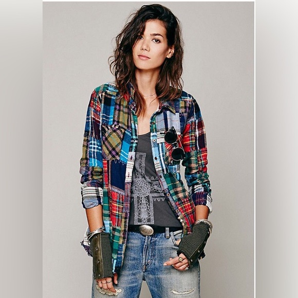 We The Free Tops - We The Free Multicolor Patchwork Plaid Button-Down Shirt